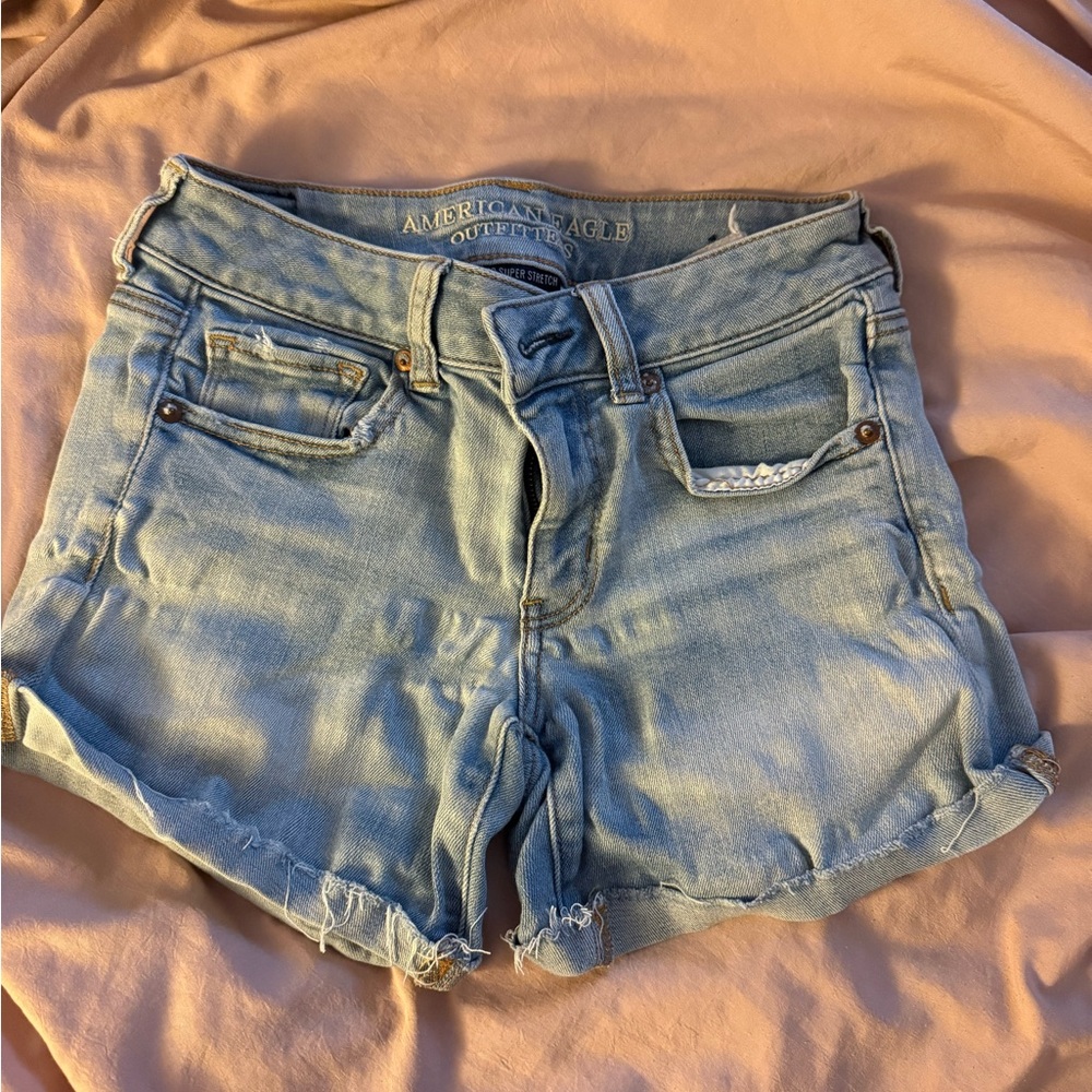American Eagle Outfitters Blue Jean Shorts Distressed Style
